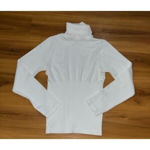 Womens‎ Runway Ready White Ribbed Turtleneck Pullover Top